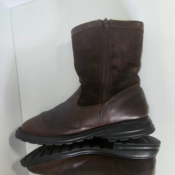 Khombu Boots Brown Leather Rustic Sherpa Winter 8.5 - Picture 6 of 12